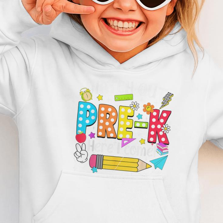 Watch Out Pre-K Here I Come Kinder Back To School Pre-K Kids Graphic Toddler Hoodie Watch Out Pre-K Here I Come Kinder Back To School Pre-K Kids Graphic Toddler Hoodie