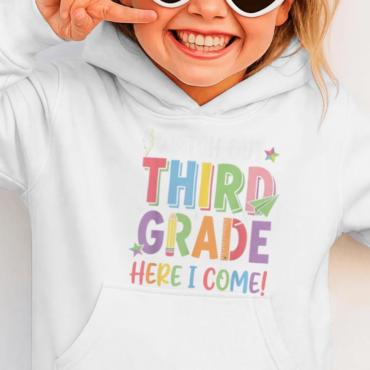 Watch Out Third Grade Here I Come Back To School 3rd Grade Graphic Toddler Hoodie