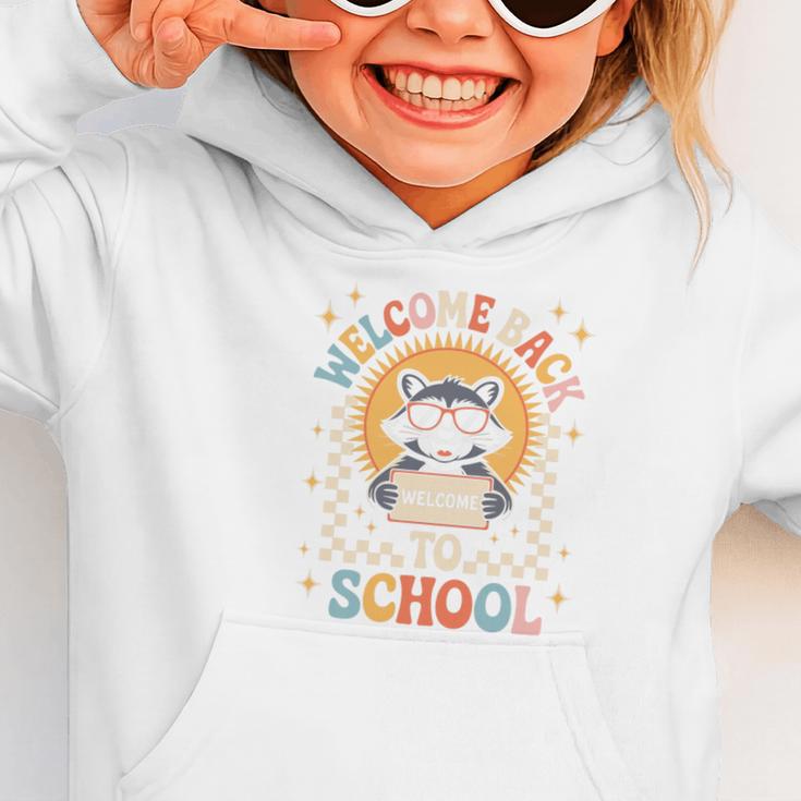 Welcome Back To School Raccoon First Day Of School Checkered Premium Tri-Blend Graphic Toddler Hoodie