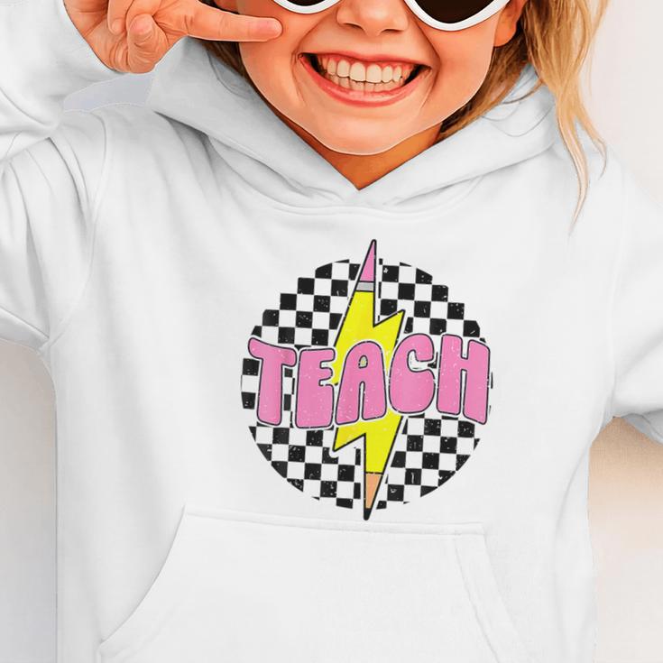 Women Checkered Teach Pencil Lightning Bolt Back To School Graphic Toddler Hoodie Women Checkered Teach Pencil Lightning Bolt Back To School Graphic Toddler Hoodie