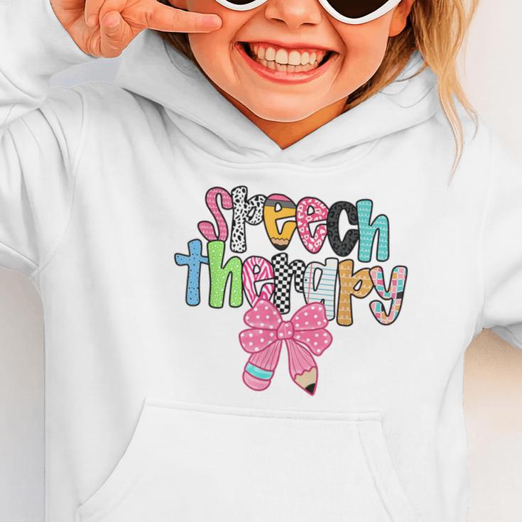 Women Speech Therapy Coquette Bow Pencil Back To School SLP Graphic Toddler Hoodie Women Speech Therapy Coquette Bow Pencil Back To School SLP Graphic Toddler Hoodie