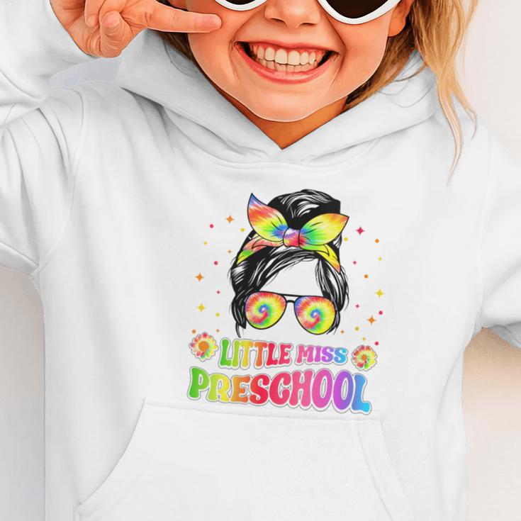 Women's Little Miss Preschool Messy Bun Tie Dye Back To School Girls Graphic Toddler Hoodie Women's Little Miss Preschool Messy Bun Tie Dye Back To School Girls Graphic Toddler Hoodie