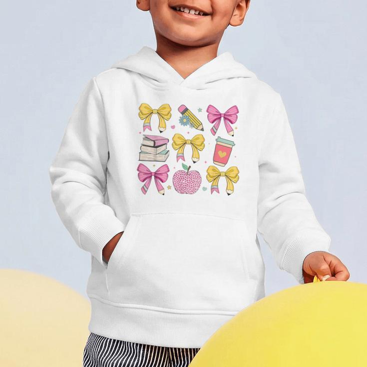 Apple Coquette Bow Books First Day Of School Back To School Graphic Toddler Hoodie Apple Coquette Bow Books First Day Of School Back To School Graphic Toddler Hoodie