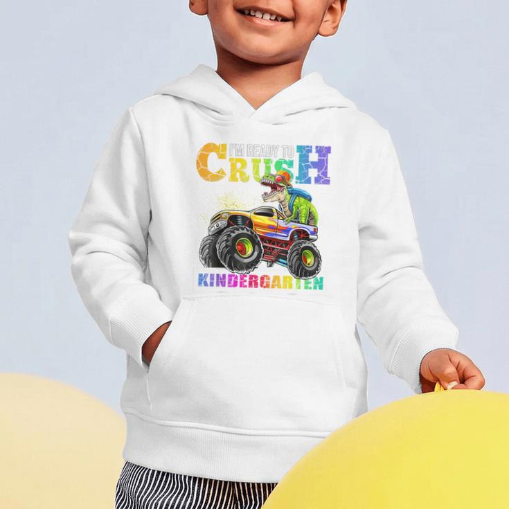 Back To School Boy Dinosaur I'm Ready To Crush Kindergarten Graphic Toddler Hoodie Back To School Boy Dinosaur I'm Ready To Crush Kindergarten Graphic Toddler Hoodie