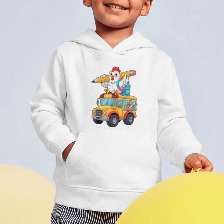 Back To School Chicken School Bus 100 Days Of School Graphic Toddler Hoodie Back To School Chicken School Bus 100 Days Of School Graphic Toddler Hoodie