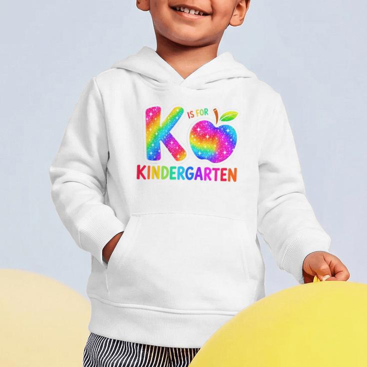 Back To School F Is For Kindergarten Rainbow Apple Kid Graphic Toddler Hoodie Back To School F Is For Kindergarten Rainbow Apple Kid Graphic Toddler Hoodie