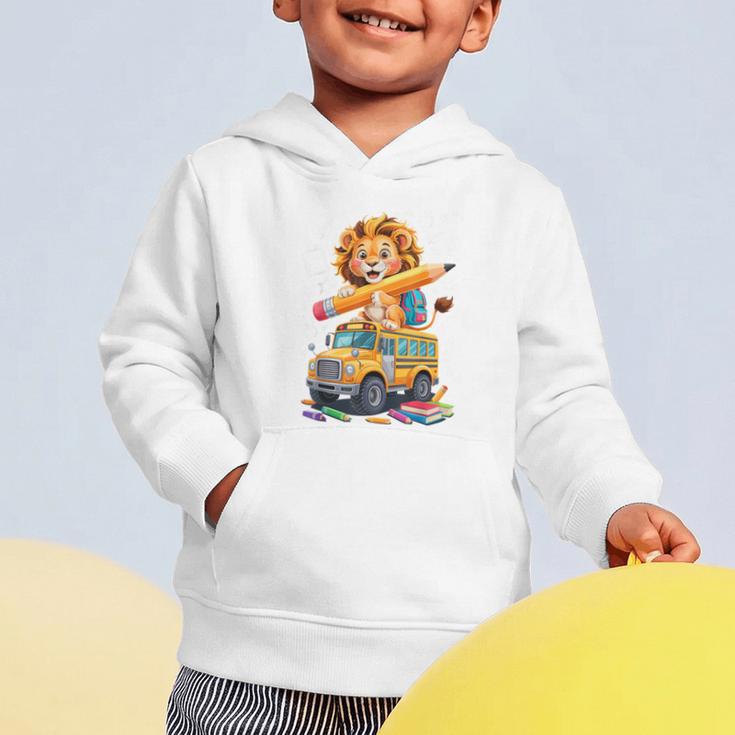 Back To School Lion School Bus 100 Days Of School Graphic Toddler Hoodie