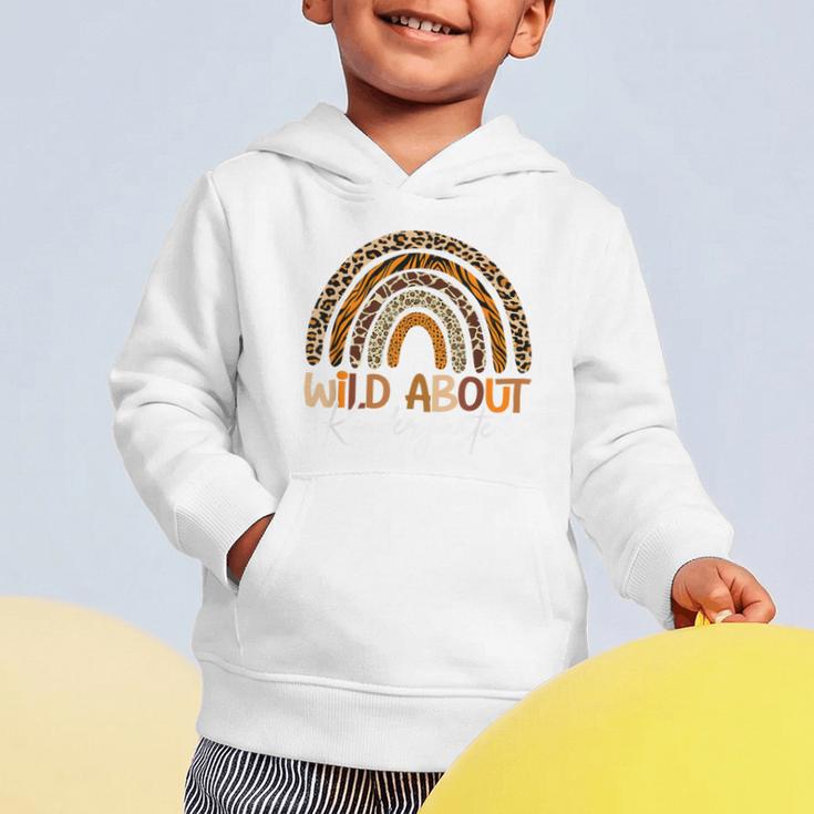 Back To School Wild About Kindergarten Leopard Rainbow Graphic Toddler Hoodie