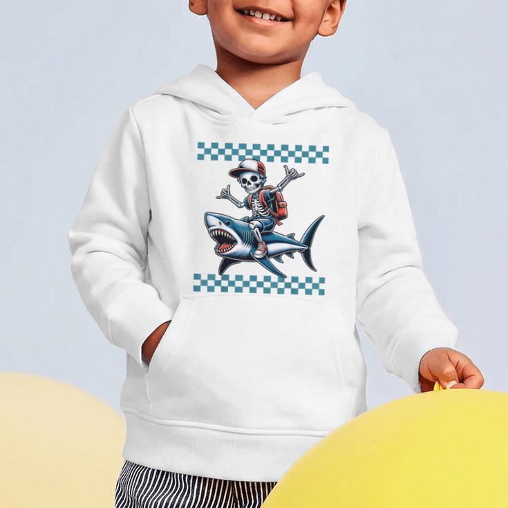 Boys Skeleton Riding a Shark Back To School Graphic Toddler Hoodie Boys Skeleton Riding a Shark Back To School Graphic Toddler Hoodie