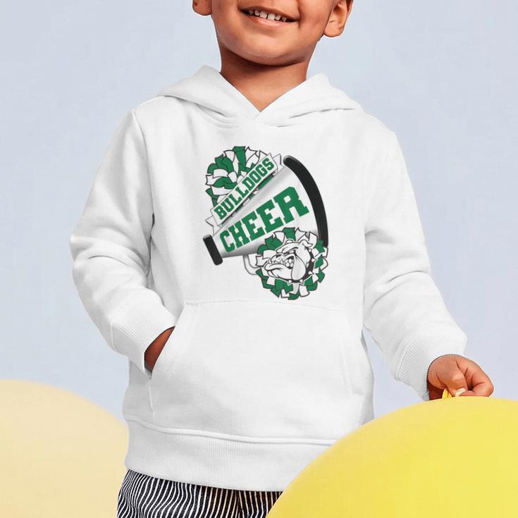 Bulldogs Cheerleading Back To School Cheer Team Spirit Green Graphic Toddler Hoodie Bulldogs Cheerleading Back To School Cheer Team Spirit Green Graphic Toddler Hoodie