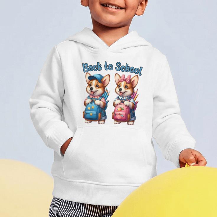 Corgi Dog Student To School Happy Back To School Graphic Toddler Hoodie