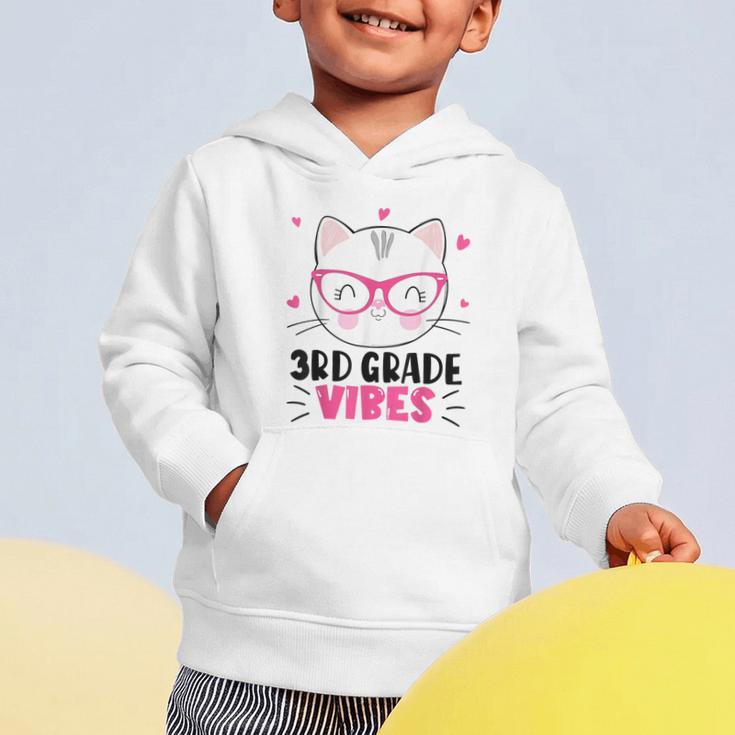 Cute 3rd Grade Vibes Cat Kitten Lover Back To School Girls Graphic Toddler Hoodie
