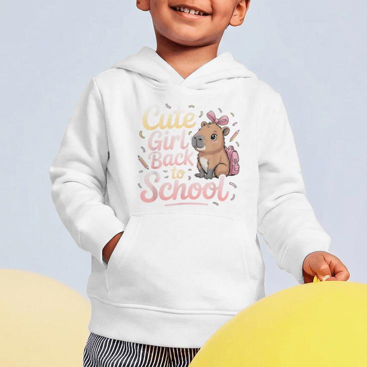 Cute Girl Back To School Capybara First Day Of School Kids Graphic Toddler Hoodie Cute Girl Back To School Capybara First Day Of School Kids Graphic Toddler Hoodie