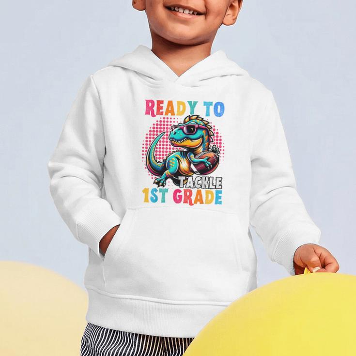 First Day Back To School 1st Grade Boys Football Dinosaur Graphic Toddler Hoodie