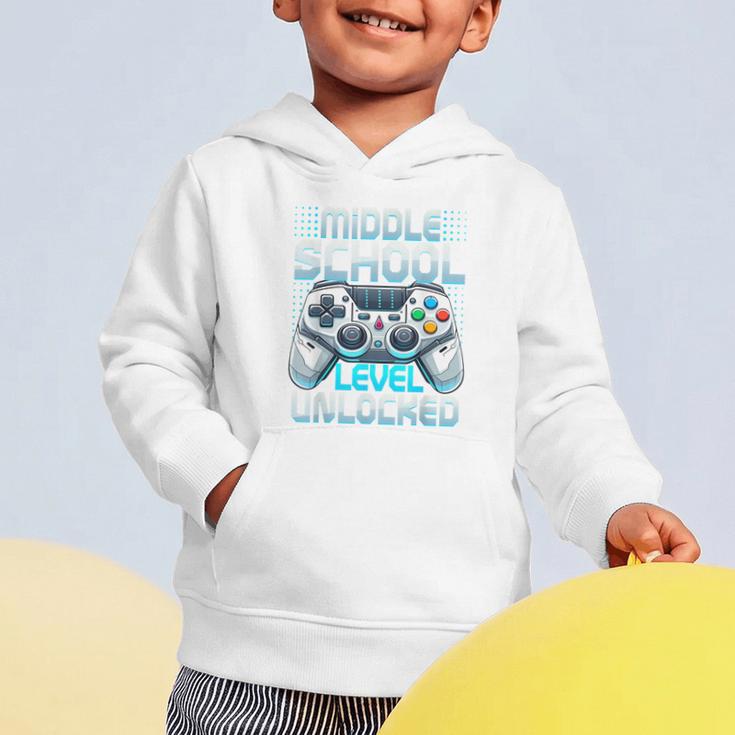 First Day Of Middle School Level Unlocked Back To School Graphic Toddler Hoodie