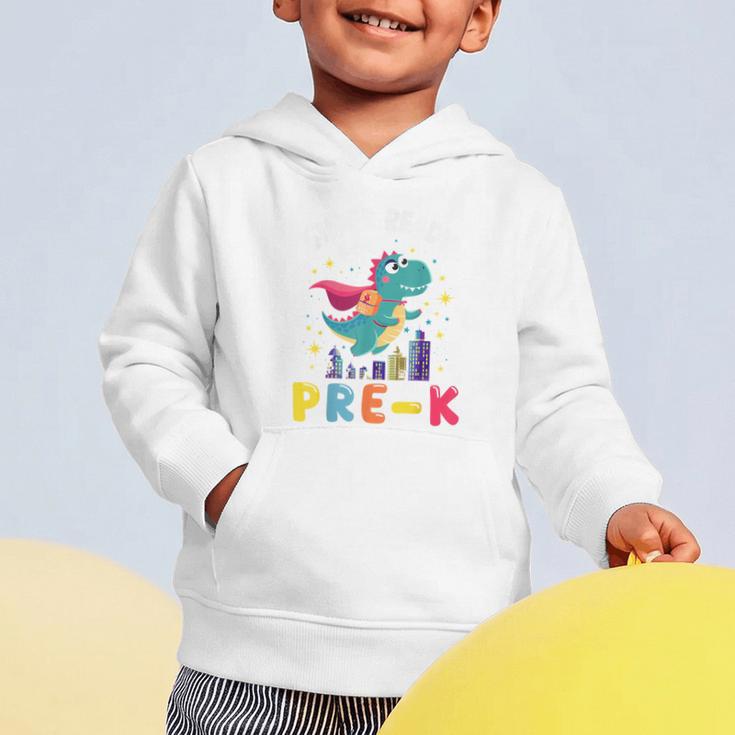 First Day Pre-K Back To School Dinosaur Graphic Toddler Hoodie First Day Pre-K Back To School Dinosaur Graphic Toddler Hoodie