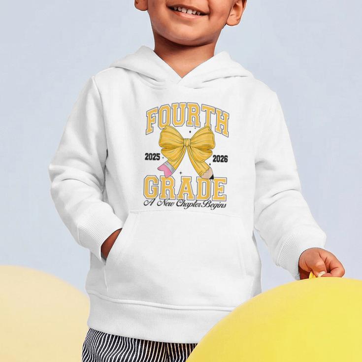 Fourth Grade Back To School First Day Pencil Bow 2025 Girls Graphic Toddler Hoodie Fourth Grade Back To School First Day Pencil Bow 2025 Girls Graphic Toddler Hoodie
