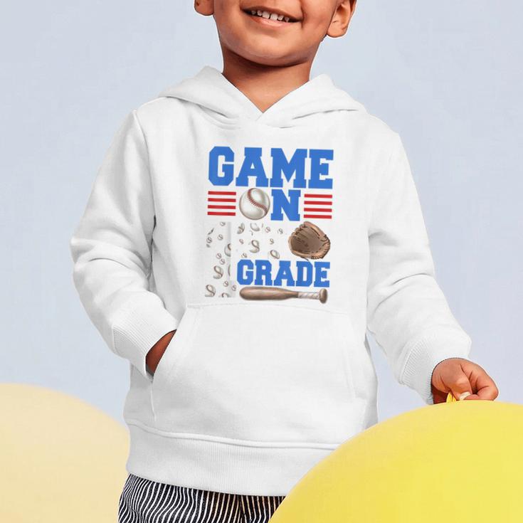 Game On First Grade Boy Baseball Back To School Graphic Toddler Hoodie Game On First Grade Boy Baseball Back To School Graphic Toddler Hoodie