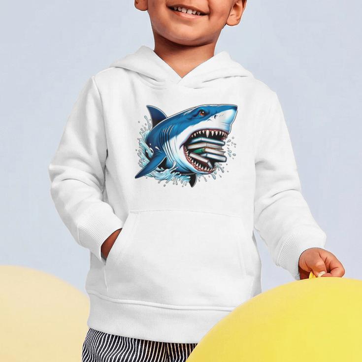 Kids Shark With School Books Back To School Shark Lovers Graphic Toddler Hoodie Kids Shark With School Books Back To School Shark Lovers Graphic Toddler Hoodie