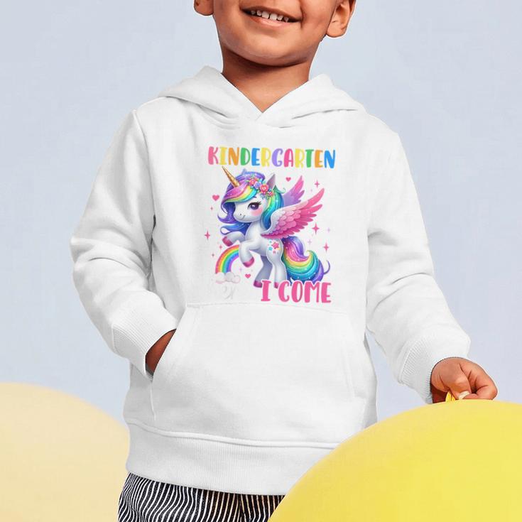 Kindergarten Here I Come Unicorn Girls Kids Back To School Graphic Toddler Hoodie Kindergarten Here I Come Unicorn Girls Kids Back To School Graphic Toddler Hoodie