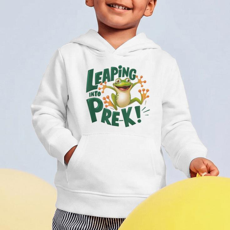 Leaping Into Pre-K Jumping Tree Frog Back To School Fun Graphic Toddler Hoodie Leaping Into Pre-K Jumping Tree Frog Back To School Fun Graphic Toddler Hoodie