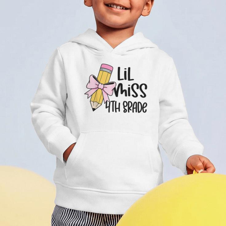 Lil Miss 4th Grade Coquette Bow Pencil Back To School Girls Graphic Toddler Hoodie