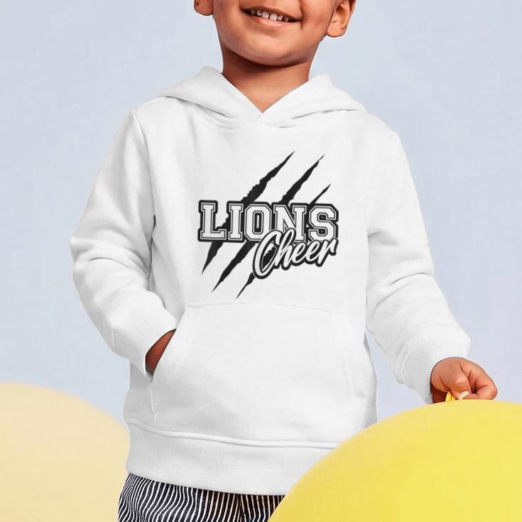 Lions Cheer Back To School Cheerleading Team Spirit Graphic Toddler Hoodie Lions Cheer Back To School Cheerleading Team Spirit Graphic Toddler Hoodie