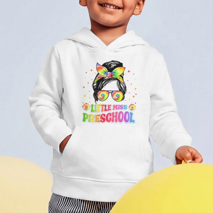 Little Miss Preschool Messy Bun Tie Dye Back To School Girls Graphic Toddler Hoodie Little Miss Preschool Messy Bun Tie Dye Back To School Girls Graphic Toddler Hoodie