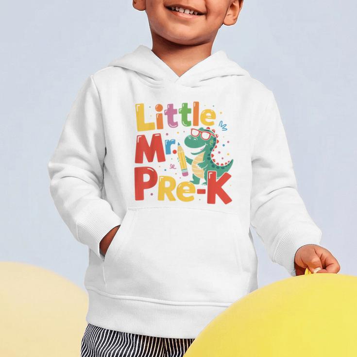 Little Mr Pre-K Dino Back To School Graphic Toddler Hoodie Little Mr Pre-K Dino Back To School Graphic Toddler Hoodie