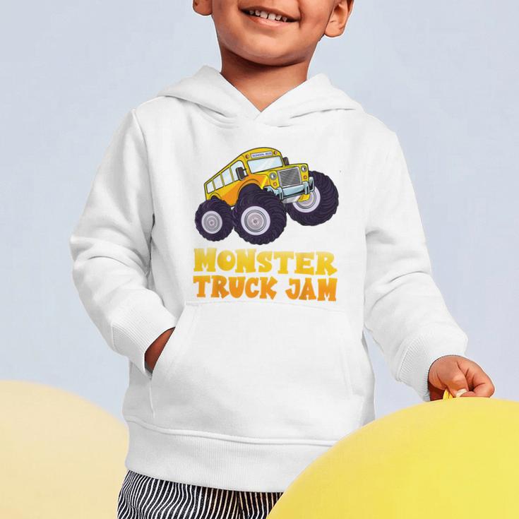 Monster Truck Jam School Bus Yellow Back To School Toddlers Graphic Toddler Hoodie Monster Truck Jam School Bus Yellow Back To School Toddlers Graphic Toddler Hoodie
