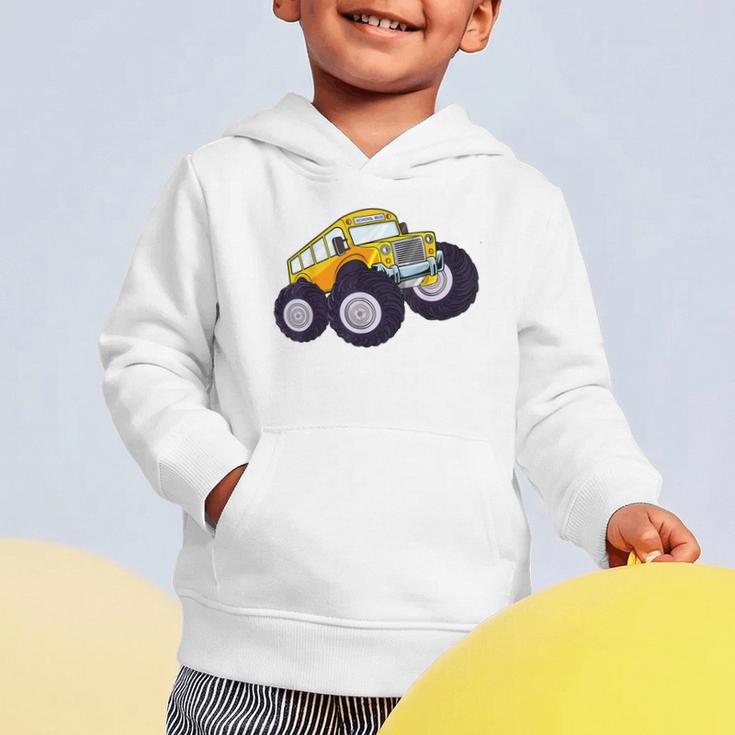 Monster Truck School Bus Yellow Back To School Kids Toddler Graphic Toddler Hoodie