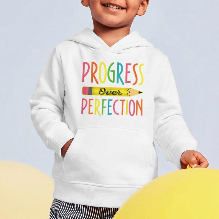 Motivational Quotes Back To School Progress Over Perfection Graphic Toddler Hoodie Motivational Quotes Back To School Progress Over Perfection Graphic Toddler Hoodie