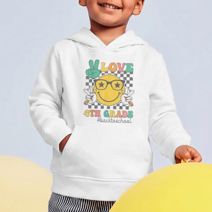 Peace Love 4th Grade Cute Smile Face Back To School Girls Graphic Toddler Hoodie