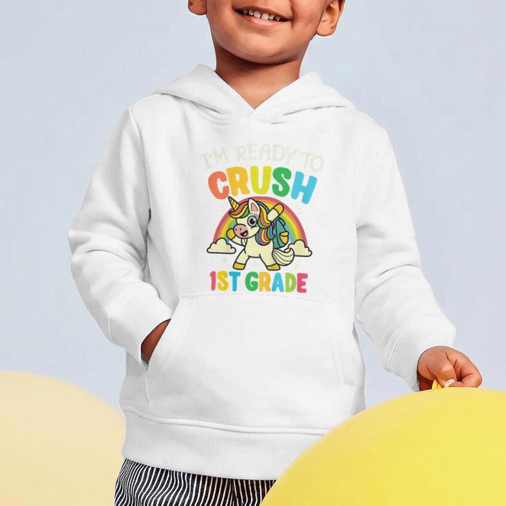 Ready For 1st Grade Unicorn First Day Back To School Student Graphic Toddler Hoodie Ready For 1st Grade Unicorn First Day Back To School Student Graphic Toddler Hoodie