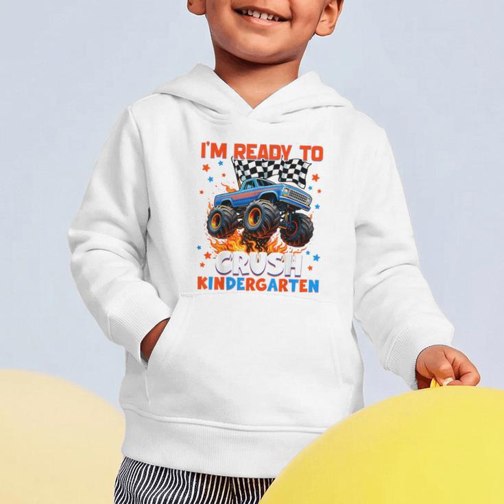 Ready To Crush Kindergarten Monster Truck Back To School Boy Graphic Toddler Hoodie