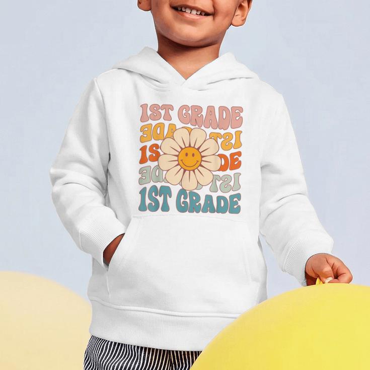 Retro 1st Grade Daisy Colorful Back To School First Grade Graphic Toddler Hoodie Retro 1st Grade Daisy Colorful Back To School First Grade Graphic Toddler Hoodie