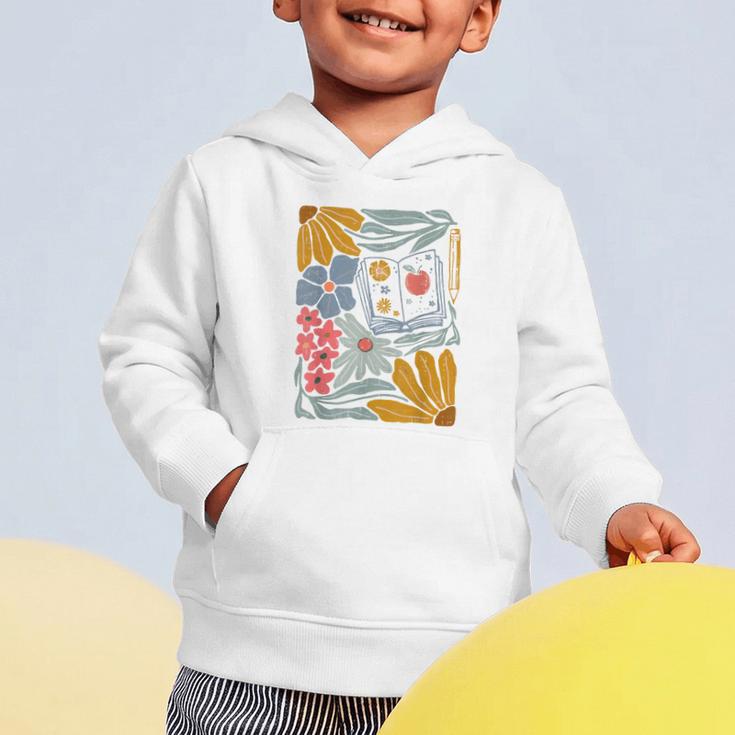 Retro Boho Flower Floral Back To School First Day Of School Graphic Toddler Hoodie