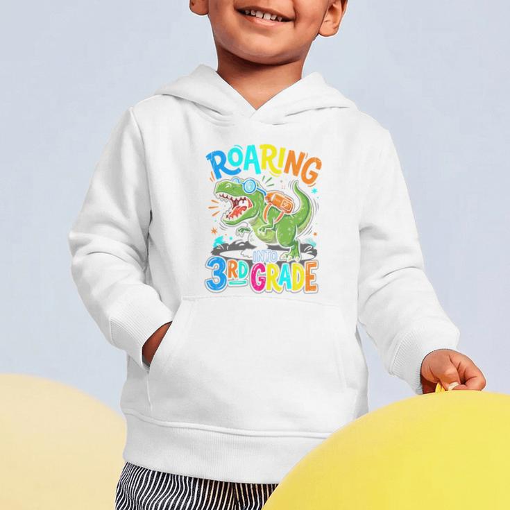 Roaring Into 3rd Grade Back To School Dinosaurus T-Rex Premium Tri-Blend Graphic Toddler Hoodie