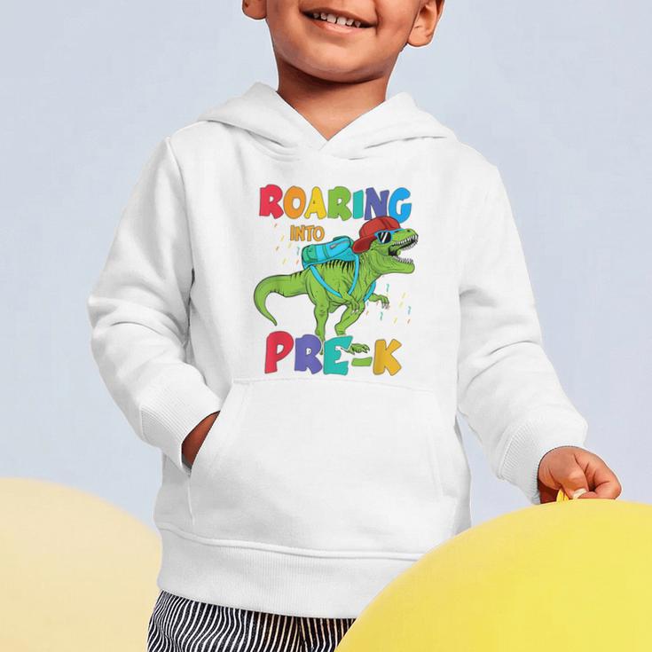 Roaring Into Pre-K Preschool Dinosaur Back To School Graphic Toddler Hoodie