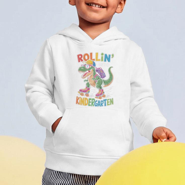 T Rex Rollin Into Kindergarten Back To School First Day Boys Graphic Toddler Hoodie