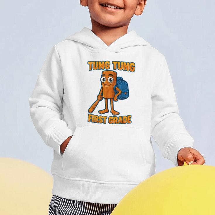 Tung Tung Sahur First Grade Italian Brainrot Back To School Graphic Toddler Hoodie Tung Tung Sahur First Grade Italian Brainrot Back To School Graphic Toddler Hoodie