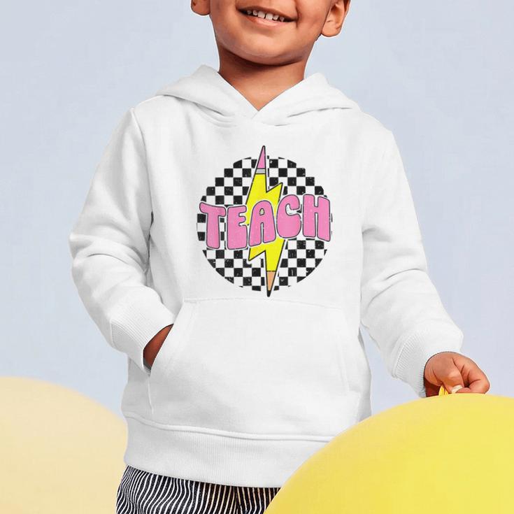 Women Checkered Teach Pencil Lightning Bolt Back To School Graphic Toddler Hoodie Women Checkered Teach Pencil Lightning Bolt Back To School Graphic Toddler Hoodie