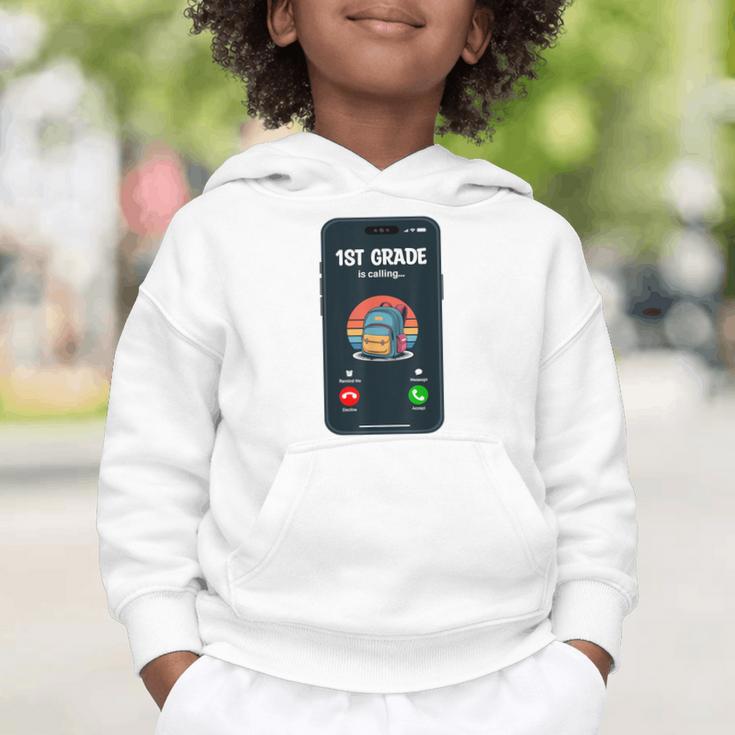 1st Grade Is Calling First Day Back To School First Grade Graphic Toddler Hoodie 1st Grade Is Calling First Day Back To School First Grade Graphic Toddler Hoodie