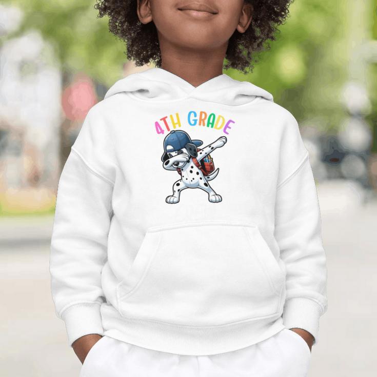 4th Grade Crew Dalmatian Dog Dabbing Back To School Premium Tri-Blend Graphic Toddler Hoodie