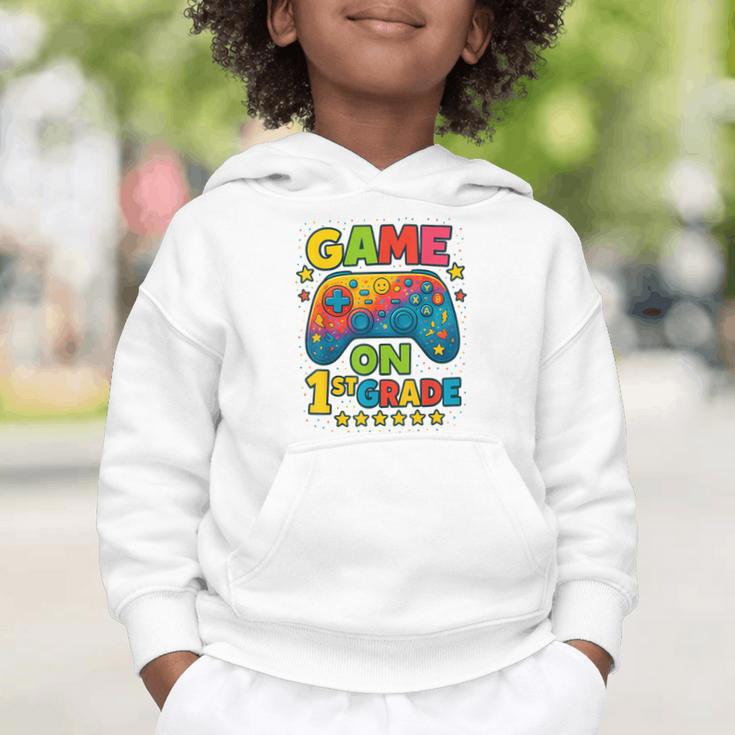 Back To School 1st Grade Boys Gamer First Day School Level Graphic Toddler Hoodie Back To School 1st Grade Boys Gamer First Day School Level Graphic Toddler Hoodie