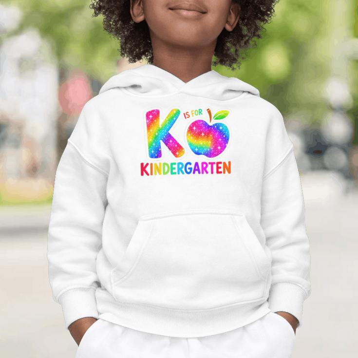 Back To School F Is For Kindergarten Rainbow Apple Kid Graphic Toddler Hoodie Back To School F Is For Kindergarten Rainbow Apple Kid Graphic Toddler Hoodie