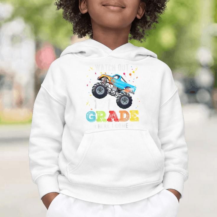 Back To School First Grade Here I Come For Boy Kids Truck Graphic Toddler Hoodie
