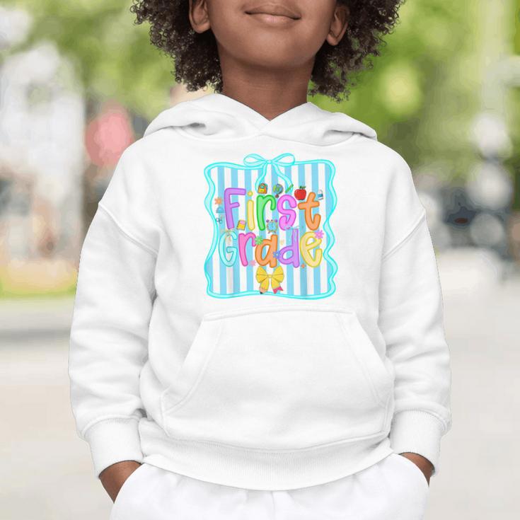 Back To School First Grade For Teen Girls Bow 1st Grade Kids Graphic Toddler Hoodie Back To School First Grade For Teen Girls Bow 1st Grade Kids Graphic Toddler Hoodie