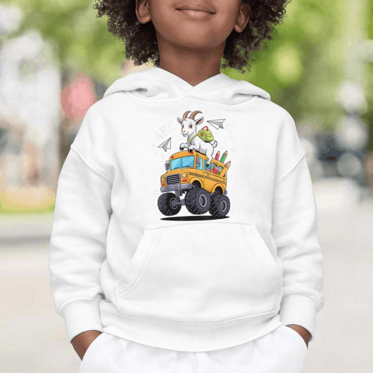 Back To School Goat School Bus 100 Days Of School Graphic Toddler Hoodie