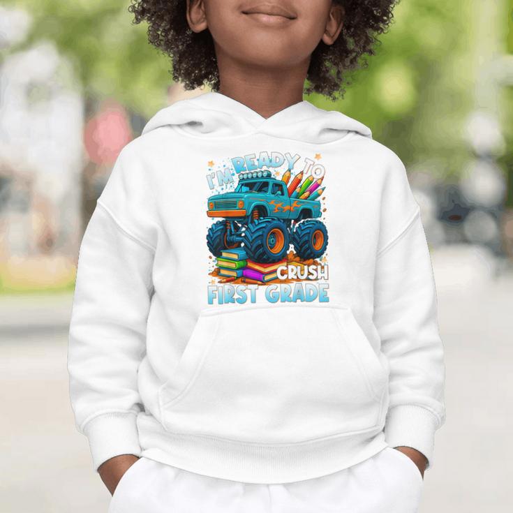 Back To School Ready To Crush 1st Grade Monster Truck Boys Graphic Toddler Hoodie Back To School Ready To Crush 1st Grade Monster Truck Boys Graphic Toddler Hoodie